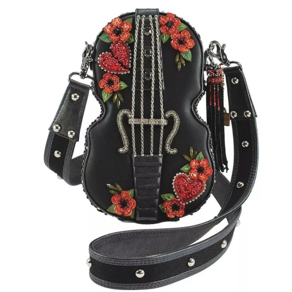 Mary Frances Heart String Leather guitar beaded Bag. Rare Luxury bag - Picture 5 of 7